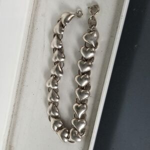 Vintage Puffy Hearts Sterling Silver Bracelet 7.25